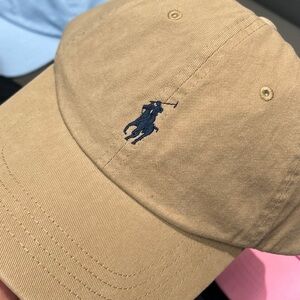 Polo by Ralph Lauren Beige Cap with Navy Logo